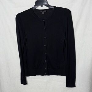 Ann Taylor Charcoal Gray Crew Neck Button Sweater